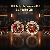  Samlarmynt från Old Bastards Bourbon Club, bourbon fixar nästan allt – idioter ingår ej, utmaningsmynt, vintage whisky &Bourbon samlarmynt, Old Bastards whiskey club-mynt