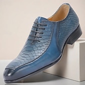 preiswerte Klassische Anzugschuhe-Blaue Herren-Schnürschuhe aus Leder mit Krokodilprägung – luxuriöse Schnürschuhe mit trendigem Design, ideal für Abendgarderobe, Partys und besondere Anlässe