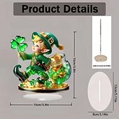 levne Party Supplies &amp; Decor-Skřítek na Den svatého Patrika, irský trojlístek na stůl, 2D akrylová víceúčelová bytová dekorace