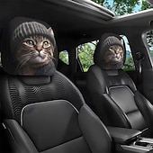 זול כיסויי בד-2 יחידות כיסויי משענות ראש לרכב עם הדפסה מצוירת של חיות חמודות, ללא מילוי, אביזרי פנים לרכב, כיסויי משענות ראש אוניברסליים לרכב, קישוטי פנים לרכב, מתאים לשימוש בכל מזג אוויר ללא מילוי