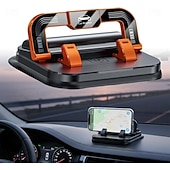 billige Lagringsstativ-2-i-1 360° roterbar biltelefonholder med parkeringsnummerplate - sammenleggbar, justerbar sklisikker base, dashbord-/nakkestøttefeste, kompatibel med de fleste kjøretøy, biltelefonholder, biltilbehør