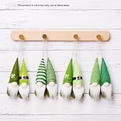 abordables Día de San Patricio-4/8 piezas de decoraciones colgantes de gnomos del Día de San Patricio: decoración festiva de primavera irlandesa para interiores con hojas verdes, fieltro y poliéster, no requiere energía, perfecta