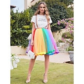 voordelige Regenboog Alles-Onderrok Tutu Onder rok Retro vintage Jaren '80 Volwassenen Dames Maskerade Mardi Gras Schoolfeest Feestavondkleding Vrijgezellenfeest Aankleden