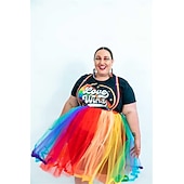 voordelige Regenboog Alles-Onderrok Tutu Onder rok Retro vintage Jaren '80 Volwassenen Dames Maskerade Mardi Gras Schoolfeest Feestavondkleding Vrijgezellenfeest Aankleden