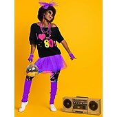 billige Antrekk-Drakter T-skjorte Leggings disco 1980erne Voksen Dame Maskerade Fest / aften Pride-parade Pride måned Kle deg opp