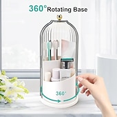 abordables Rangement et organisation-Porte-brosses à dents anti-poussière avec couvercle, boîte de rangement pour pinceaux de maquillage pour coiffeuse, porte-stylos en forme de cage à oiseaux et étagère de rangement, organisateur