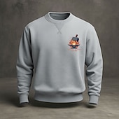 billiga 3D-tröjor för män-Amerikas 250-årsjubileum Herr Tröja Rund hals Blå Ljusblå Svart Gul Grön Vinter Vår &amp; Höst Designer S M L XL 2XL 3XL