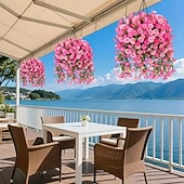 voordelige Kunstbloemen-8 stuks kunstmatige hangende roze windbloemen, hangende klimplanten met bloemen, gemaakt van duurzaam plastic, geschikt voor veranda, bruiloft, kerst, Thanksgiving, paasdecoraties - het hele jaar door