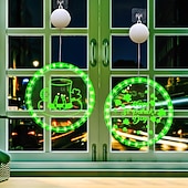 お買い得  装飾ライト-アイルランドの聖パトリックの日の飾り、LED吊り下げライト、22/24cmのシャムロック &amp;レプラコーンの帽子の吸盤ライト、屋内ドア、窓、壁、パーティー、休日の装飾、単4電池ボックス付き