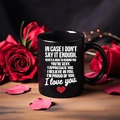 رخيصةأون أكواب وماغات-كوب هدية لعيد الحب، كوب أسود عليه عبارة "أحبك"، كوب قهوة سيراميك رومانسي، هدية مميزة للأحباب، كوب للأزواج