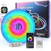 cheap Smart Strip Lights-1Set 5V RGBIC Neon Strip Light 1M 2M 3M 5M 10m USB Waterproof Flexible Ribbon Tape Neon Lights With APP Bluetooth Remote Control For Home Decor
