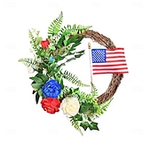 olcso USA 250.-250 Év Amerikai Függetlenség Napi Otthoni Ajtó Dekorációk Piros Kék és Fehér Koszorúk Ünnepi Parti Függetlenség Napi Koszorúk