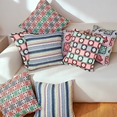 billiga Kasta kuddar, skär och omslag-modern minimalistisk kudde, färgglatt rutigt kuddfodral för sovrum, vardagsrum, soffa, dekorativt örngott, snygg heminredningsdetalj