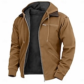 economico Felpa con cappuccio in pile-Per uomo Felpa con cappuccio Felpa con cappuccio a zip intera Felpa con cappuccio in pile Felpa con cappuccio foderata in pile Blu Marrone Verde Grigio Con Cappuccio Semplice Cerniera Sport &amp; Outdoor