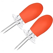 billiga Köksredskap och -apparater-10 st majskolvshållare i rostfritt stål med spettgafflar och sammankopplade designer för hemmamatlagning, camping och grillfester (flerfärgade)