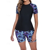 levne Surfovací tankiny a bikiny-Dámské Ochrana proti vyrážce Plavky 2 ks S potiskem Ultra lehký (UL) Ochrana proti UV záření Elastický Krátký rukáv Plavky Surfování Šnorchlování Jaro