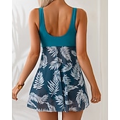 tanie Tankini i bikini do surfingu-Damskie Docieplacze Dwuczęściowy kostium kąpielowy Kąpielówki Kwiaty Stroje kąpielowe Niebieski UPF 50+ Bez rękawów - Surfing Plaża Pływacki Lato