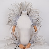 Χαμηλού Κόστους αξεσουάρ-Καθαρενικά 2026 Ρίο Καρναβάλι Σάμπα Αξεσουάρ Καρναβάλι Κόκκινο Και Κίτρινο Φτερό Στολή Σετ Μανίκι Ωμού  Καλύμματα Βραχίονα Για Μάρντι Γκρας Χορό Πάρτι Βραζιλία Φεστιβάλ Ενδυμασίας