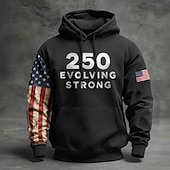 cheap Flag Pattern-America's 250th Anniversary Men's Hoodie Pullover Hoodie Festival Black Navy Blue Khaki 3D Print Winter Spring &amp;  Fall Designer S M L XL 2XL 3XL