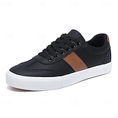 economico Sneakers Casual-scarpe da ginnastica da uomo in pelle bianca e marrone, scarpe casual con lacci per l'uso quotidiano