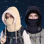 tanie ogrzewanie i chłodzenie-Damska zimowa czapka kominiarka z polarową podszewką i ocieplaczem na szyję, dzianinowa czapka typu beanie 3 w 1 z kapturem i maską na twarz, termiczna czapka na zimne dni z ochroną uszu do jazdy na