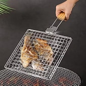 billiga Griller och matlagning utomhus-grillkorg &amp;robust metallspatel för kött, biff, räkor &amp;grönsaker, korrosionsbeständigt grillverktyg för utomhusbruk, perfekt för picknick &amp;camping