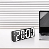 Недорогие Декоративные огни-цифровые часы, светодиодные зеркальные часы, большой зеркальный таймер с дисплеем, бесшумные светящиеся будильники с отображением даты и температуры, современный декор для дома, настольные украшения