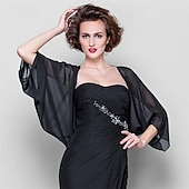 voordelige bruiloft gast wraps-Sjaals Dames Wrap Bolero Shrug Jassen  Jas Elegant Zonbescherming 3/4 Lengte Mouw Chiffon Bruiloft Gast Wikkels Met Effen Kleur Voor Bruiloft Lente om indruk te maken