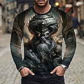  رجالي 3D تي شيرت كم طويل تي شيرت طباعة ثلاثية الأبعاد رقبة عالية مدورة قميص موضة أساسي فضفاض مناسب للبس اليومي شارع أزرق أسود 1 أخضر 1 # الصيف الربيع ملابس S M L XL XXL XXXL