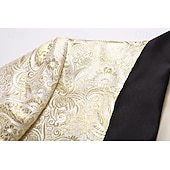 cheap Party Blazer-Men's Blazer Jacket Shawl Collar Fashion Party Luxury Paisley Jacquard Blazer Red Beige Tailored Fit Single Breasted One-button