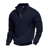 billiga Basic sweatshirts-Herr Tröja Kvartströja med dragkedja Svart Ljusgrå Halv dragkedja Slät Ledigt Dagligen Sport &amp; Utomhus Streetwear Grundläggande Höst Vinter Kläder Pull Tröjor Långärmad