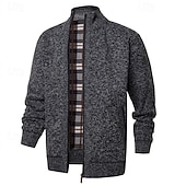 billige cardigangenser for menn-Herre Genser Cardigan Genser Glidelås genser Riflet Strikke Vanlige topper Strikket Helfarge Høyhalset Nøytral Mote Avslappet Dagligdagstøy Klær Høst Vinter Navyblå M L XL