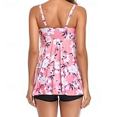 abordables Surfing Tankinis &amp; Bikinis-Mujer Traje de baño con estampado floral Traje de baño Tankini Floral Tropical Control de barriga Elástico Sin Mangas Bañadores Surf Playa Vocación Verano