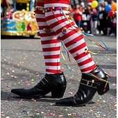baratos Sapatos masculinos-Sapatos de Salto Pretos Masculinos de Mardi Gras com Bico Pontudo e Fivela com Studs Moda Tendência para Carnaval Festas e Eventos Noturnos