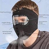 abordables chauffage et refroidissement-Masque d'hiver chaud en polaire, coupe-vent, unisexe, avec protection des oreilles et visière intégrale, cagoule coupe-vent pour la moto et le ski