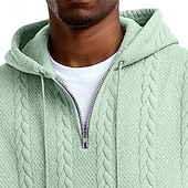 voordelige basic hoodies voor heren-Voor heren Jacquard Trui met capuchon Hoodie met kwartrits Lichtgroen Lichtgrijs Capuchon Effen Lapwerk Kleurenblok Met Textuur Casual Dagelijks Sport &amp; Outdoor Streetwear Stoer Sportkleding Herfst