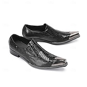 cheap Premium Leather Loafers-Men's Black Crocodile Print Leather Loafers, Premium Quality with Gold Toe Cap, Perfect for Formal Wear