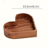 cheap Valentine's Day-Valentine's Day Vintage Heart-Shaped Wooden Tray Decorative Dark Wood Grain Organizer for Snacks, Jewelry, Keys and Small Items Home Decor Display Tray