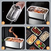 billiga Köksförvaring-6-delade 50.72oz rostfria matförvaringsbehållare, lunchlådor för kylskåp och frys, hållbart köksförvaringsset