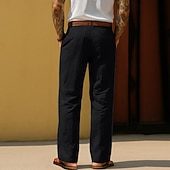 levne podnikání-Pánské Bavlněné plátěné kalhoty Kalhoty Letní kalhoty Volné kalhoty Plážové kalhoty Kapsy Pevná barva Pohodlné Prodyšné Denní Venkovní Plážové prázdniny Módní Černá Bílá Neelastické