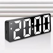 Недорогие Декоративные огни-цифровые часы, светодиодные зеркальные часы, большой зеркальный таймер с дисплеем, бесшумные светящиеся будильники с отображением даты и температуры, современный декор для дома, настольные украшения