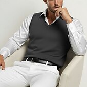 cheap Men's Wool Sweater-Men's Premium Pure Wool Cashmere V Neck Sweater Vest Classic Knit Pullover Jumper Soft Warm Breathable