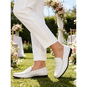 Χαμηλού Κόστους Δερμάτινα Loafers Premium-Ανδρικά λευκά δερμάτινα μοκασίνια – δερμάτινα παπούτσια υψηλής ποιότητας με απλή κομψότητα για casual και επίσημες περιστάσεις