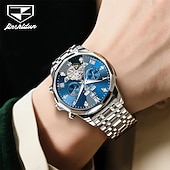 halpa Mekaaniset kellot-OLEVS miesten automaattikello nahkahihna kalenteri luurankokellotaulu trendiklassikko vedenkestävä Moonswatch rannekello 7009