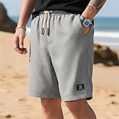 economico Pantaloncini casual-Per uomo Pantaloncini Waffle Pantaloncini Estivi Shorts da Spiaggia Pantaloncini casual Pantaloncini strutturati Coulisse Elastico in vita Tinta unica Comodità Lunghezza al ginocchio Quotidiano