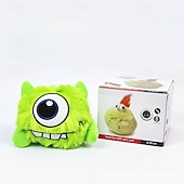 cheap Cat Toys-Pet Electric Bouncing Ball Plush Toy with Cartoon Animal Head - Vocal Vibration Dog Toy - Plush Squeak Toy - Dog Chew Toy