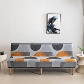 abordables Couverture du canapé Futon-Housse de canapé-lit extensible en tissu imprimé, disponible en 3 tailles différentes, housse de canapé sans accoudoirs, housse de banc élastique, protection décorative pour le Nouvel An, décoration