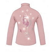 preiswerte Eiskunstlaufjacken &amp; -westen-Eiskunstlauf Fleecejacke Damen Mädchen Eislaufen Jacke Oberteil Schwarz Rosa Purpur Dehnbar Training Wettbewerb Eiskunstlaufkleidung Thermowarm Kristall / Strass Langarm Eislaufen Eiskundstlauf
