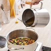 Недорогие Кулинарные инструменты-Фильтр-чаша для масла большой емкости из нержавеющей стали 304 с корзиной для жарки – многофункциональный кухонный инструмент для эффективной фильтрации масла, эргономичная ручка и удобный носик для