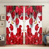 billiga Genomskinliga gardiner-Alla hjärtans dag-gardin i tunt tyg för fönster, röd med dekorativ bolldesign, eleganta mjuka fönstergardiner, romantisk heminredning för sovrum och vardagsrum